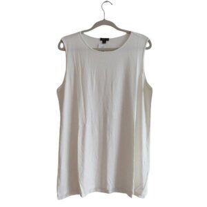 J. JILL Wearever Collection Sleeveless Tunic Tank Top in Cream Travel Size L NWT